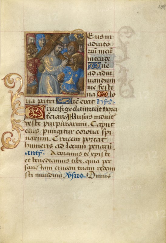 Christ Carrying the Cross; Poncher Hours, about 1500. Creator: Master of Cardinal Bourbon.