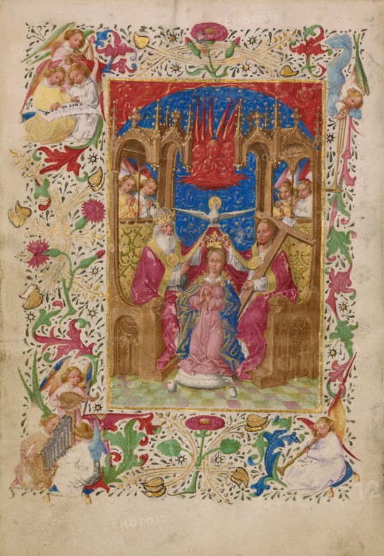 The Coronation of the Virgin; Book of Hours, about 1460. Creator: Master of Evert Zoudenbalch.