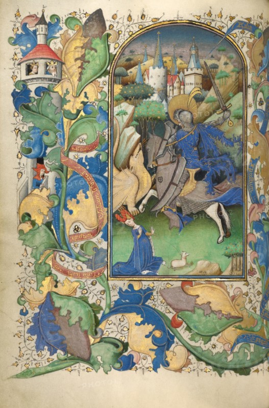 Saint George and the Dragon; Book of Hours, about 1450-1455. Creator: Master of Guillebert de Mets.