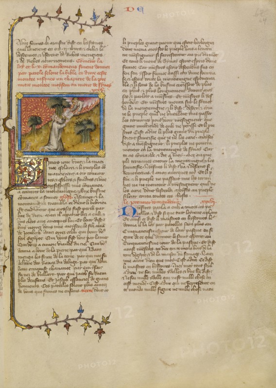 Moses Receiving the Tablets of the Law, about 1360-1370. Creator: Master of Jean de Mandeville.