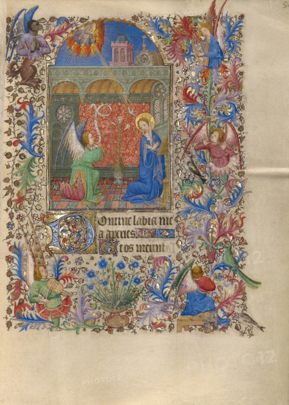 The Annunciation; Book of Hours, about 1420. Creator: Spitz Master.