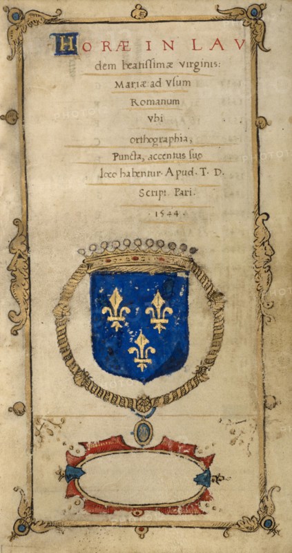 Frontispiece; Book of Hours, 1544. Creator: T. D..