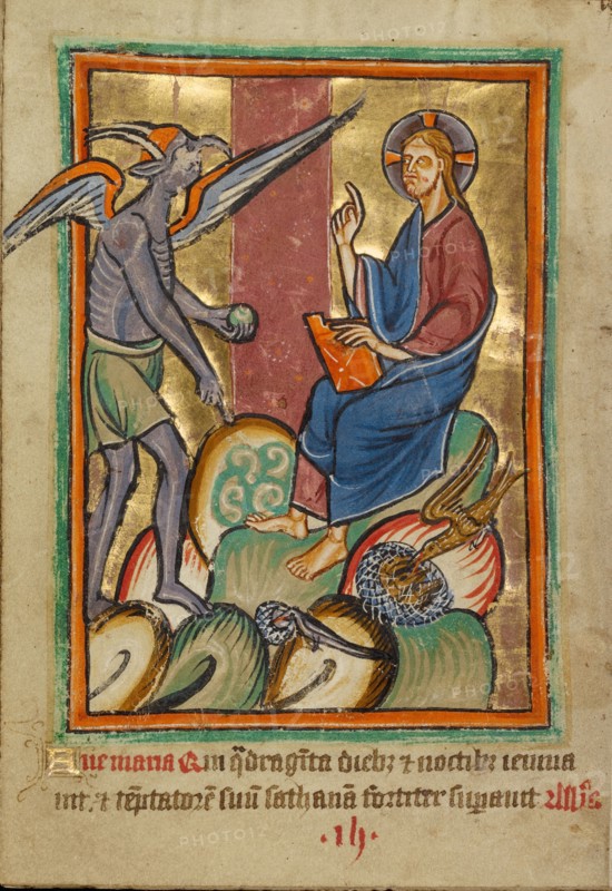 The First Temptation, about 1190-1200; text added about 1480-1490. Creator: Unknown.