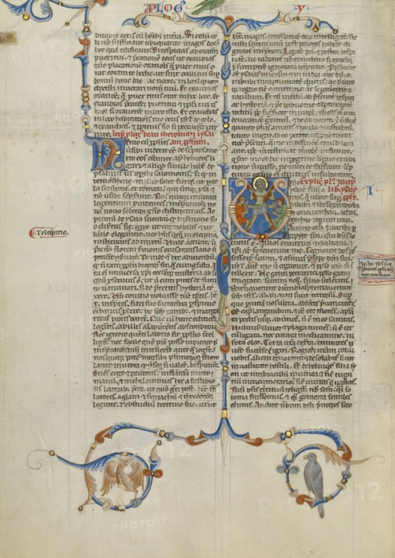 Initial V: Isaiah Being Sawn in Two; Abbey Bible, about 1250-1262. Creator: Unknown.