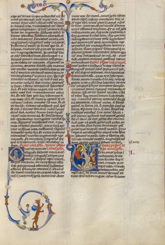 Initial V: Amos with His Herd; Abbey Bible, about 1250-1262. Creator: Unknown.