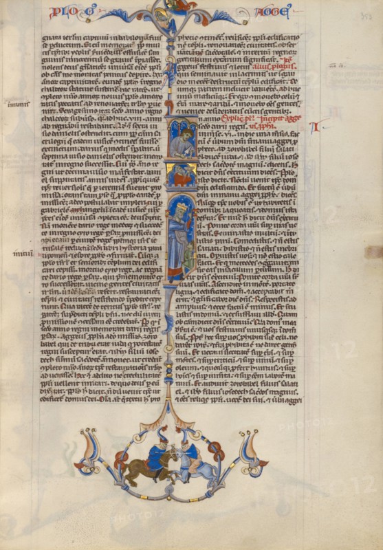 Initial A: A King Directing a Mason; Abbey Bible, about 1250-1262. Creator: Unknown.
