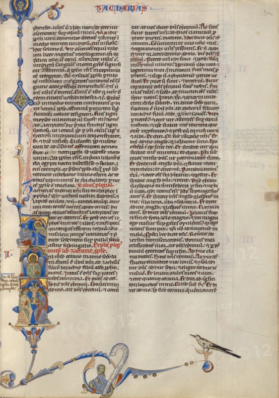 Initial I: God Appearing to Zechariah; Abbey Bible, about 1250-1262. Creator: Unknown.
