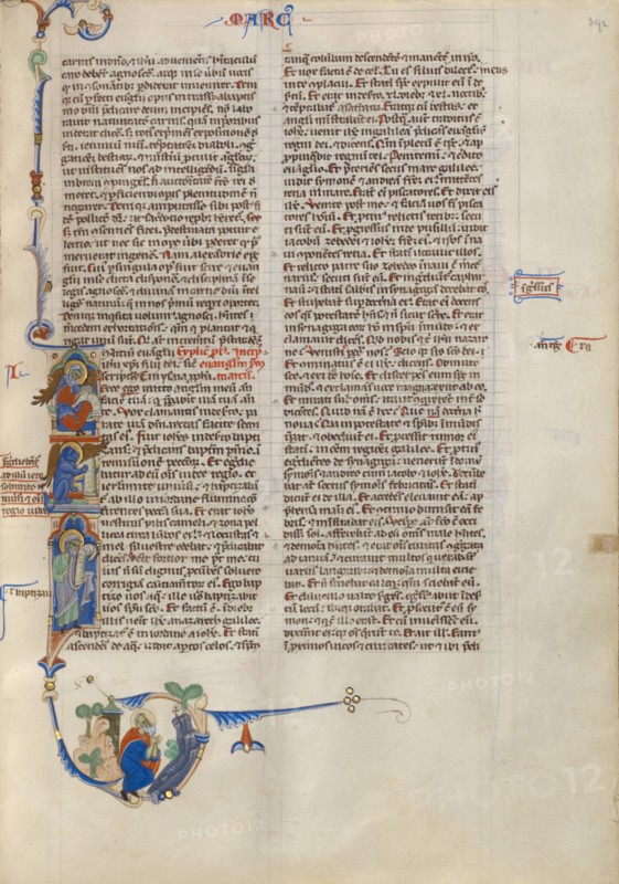 Initial I: Saint Mark; Abbey Bible, about 1250-1262. Creator: Unknown.