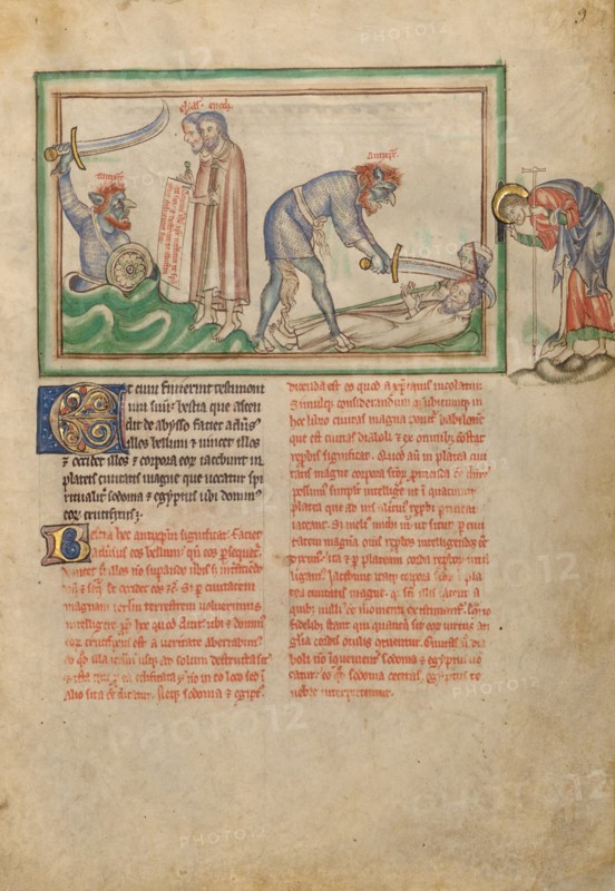 The Massacre of the Two Witnesses by the Beast; Dyson Perrins Apocalypse, about 1255-1260. Creator: Unknown.