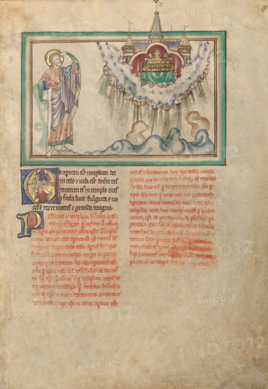 The Temple of God with the Tabernacle in the Sky; Dyson Perrins Apocalypse, about 1255-1260. Creator: Unknown.
