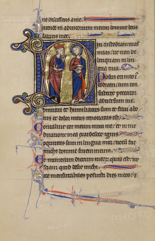 Initial D: David and Christ; Wenceslaus Psalter, about 1250-1260. Creator: Unknown.