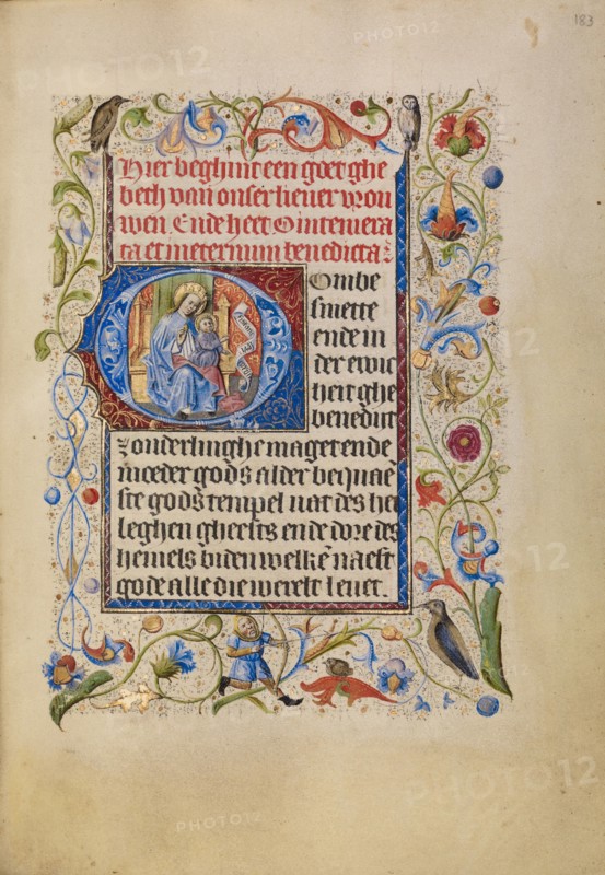 Initial O: The Virgin and Child Enthroned; Book of Hours, after 1460. Creator: Unknown.