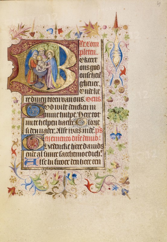 Initial B: The Presentation in the Temple; Book of Hours, after 1460. Creator: Unknown.