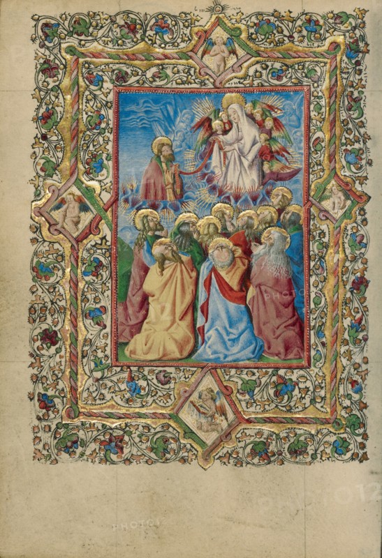 The Assumption of the Virgin and Saint Thomas Receiving the Virgin's Girdle, about 1460. Creator: Unknown.