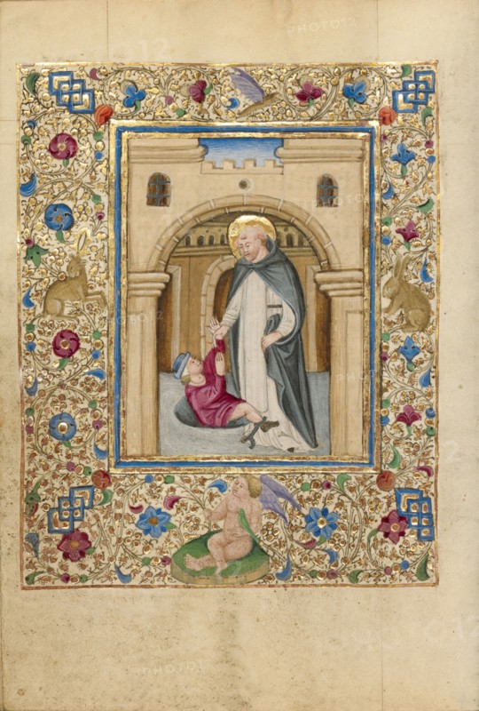 Saint Vincent Liberating a Man from Prison; Book of Hours, about 1460. Creator: Unknown.