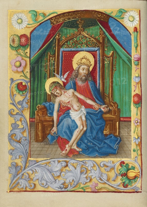 The Throne of Grace Trinity; Book of Hours, early 16th century. Creator: Unknown.