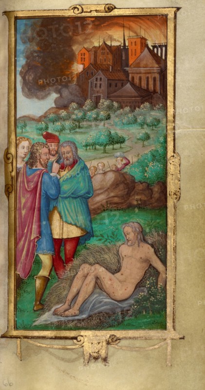 Job Derided by his Wife and Three Friends; Book of Hours, 1544. Creator: Unknown.