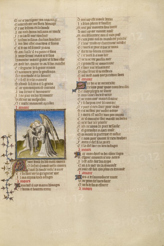 The God of Love Kissing the Lover; Roman de la Rose about 1405. Creator: Unknown.