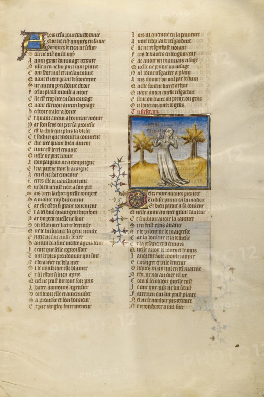 Female Personification of Sadness; Roman de la Rose, about 1405. Creator: Unknown.
