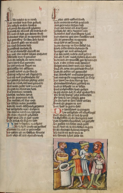 Joseph as Chief Administrator; Weltchronik, about 1400-1410. Creator: Unknown.