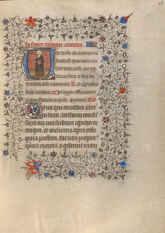 Initial V: Saint Anthony Abbot; Book of Hours about 1420. Creator: Unknown.