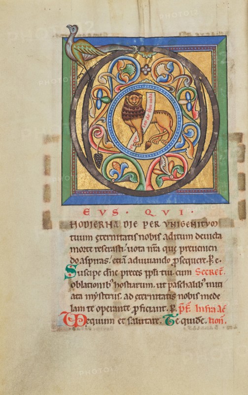 Initial D: The Lion of Judah; Stammheim Missal, probably 1170s. Creator: Unknown.