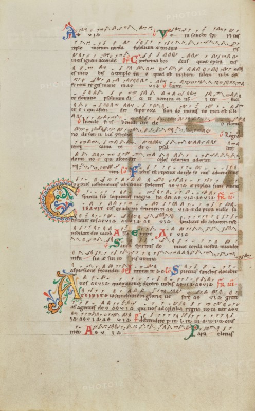 Decorated Initial C; Decorated Initial A; Stammheim Missal, probably 1170s. Creator: Unknown.