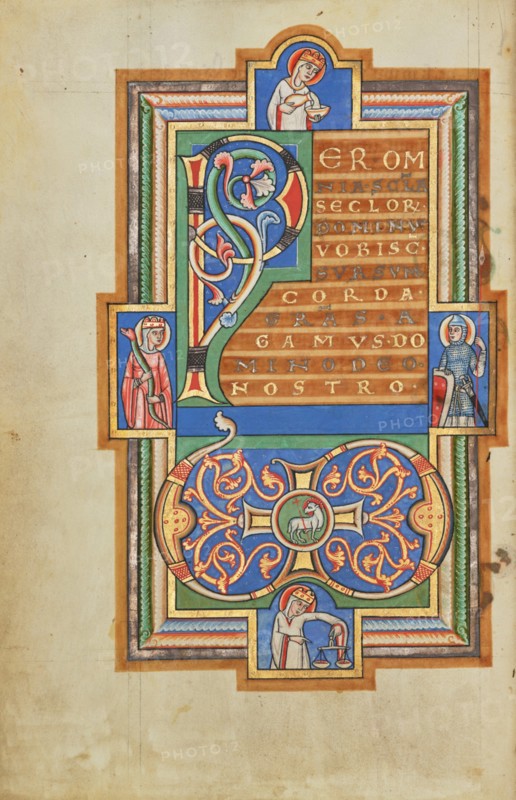 Decorated Text Page with a VD Monogram; Stammheim Missal, probably 1170s. Creator: Unknown.