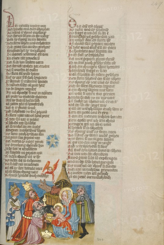 The Adoration of the Magi; Weltchronik, about 1400-1410. Creator: Unknown.