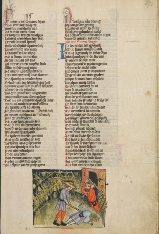 The Parable of the Vine; Weltchronik, about 1400-1410. Creator: Unknown.