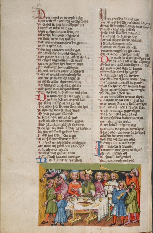 The Writing on the Wall at Belshazzar's Feast; Weltchronik, about 1400-1410. Creator: Unknown.