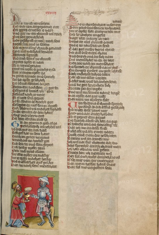 The Blessing of Melchizedek; Weltchronik, about 1400-1410. Creator: Unknown.