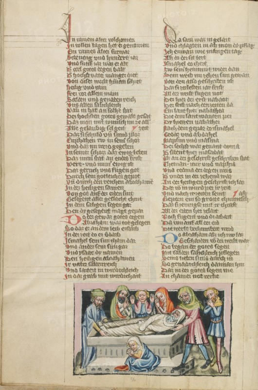 The Burial of Abraham; Weltchronik, about 1400-1410. Creator: Unknown.