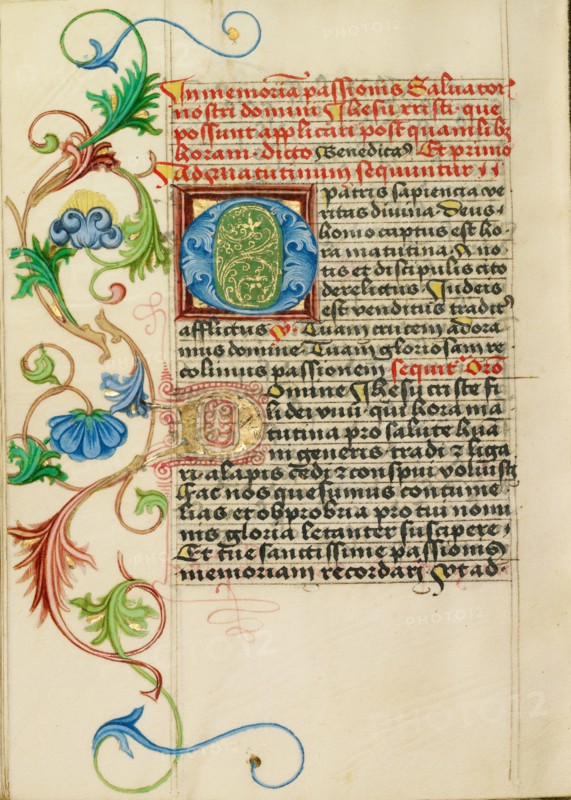 Decorated Initial O; Prayer Book, about 1470-1480. Creator: Workshop of Valentine Noh.