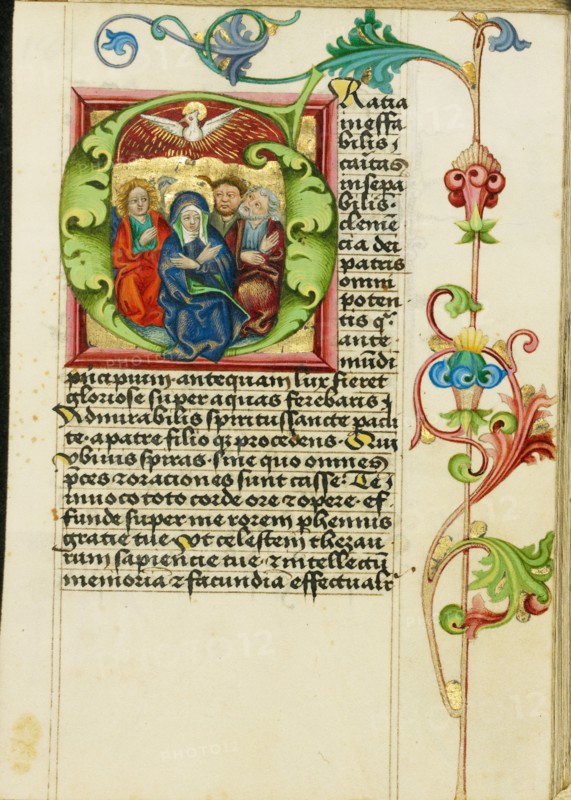 Initial G: Pentecost; Prayer Book, about 1470-1480. Creator: Workshop of Valentine Noh.