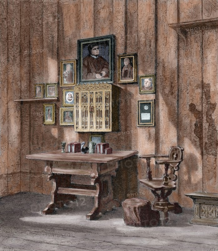 Luther's room at Wartburg Castle, Eisenach, Germany 1880.  Creator: Hurel.
