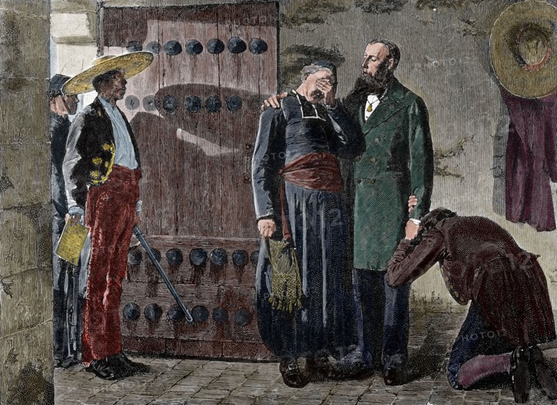 The last moments of Emperor Maximilian I, 1885.  Creator: L Babbage.