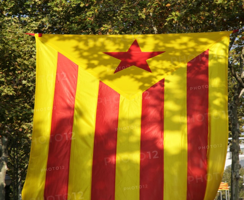 Starred flag (Estelada), National Day of Catalonia, Barcelona, 11-09-2014. Creator: LTL.