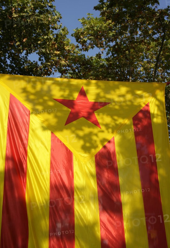 Starred flag (Estelada), National Day of Catalonia, Barcelona, 11-09-2014.  Creator: LTL.