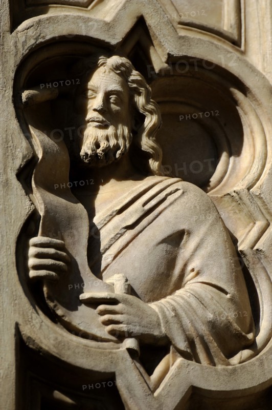 Bas-relief depicting a prophet, Loggia del Bigallo, Florence Italy, 14th century.  Creator: Unknown.