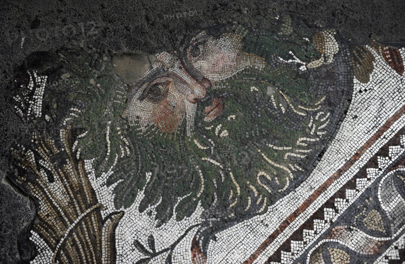 Masked head, mosaic pavement in the Great Palace of Constantinople, 4th-6th century. Creator: Unknown.