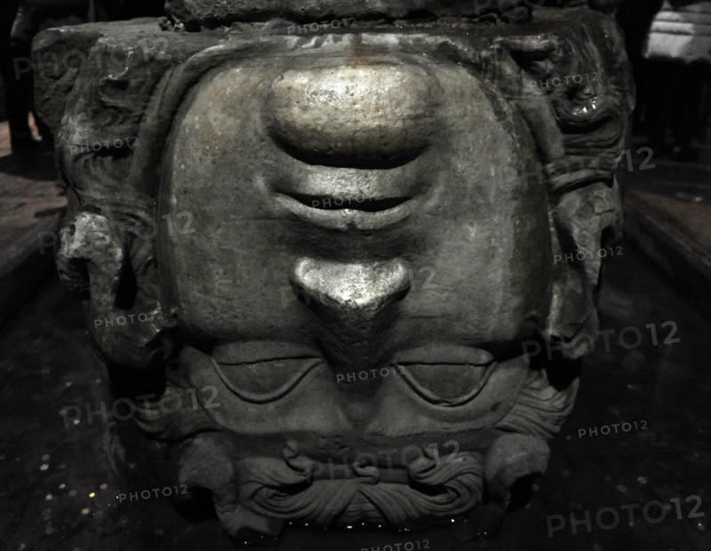 Medusa column base, Basilica Cistern (6th century), Istanbul, Turkey.  Creator: Unknown.