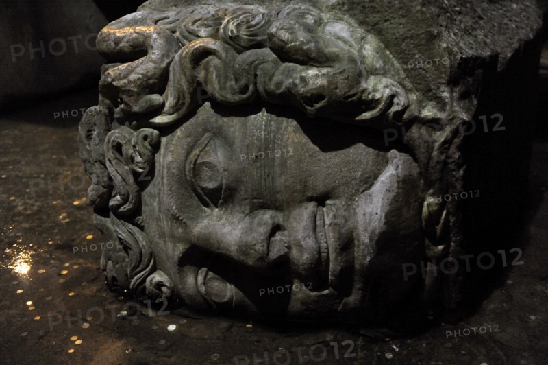 Medusa column base, Basilica Cistern (6th century), Istanbul, Turkey.  Creator: Unknown.