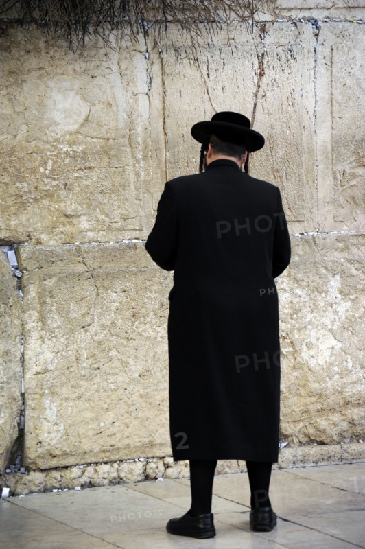 A Jew praying at the Western Wall, Jerusalem, Israel, 2013.  Creator: LTL.