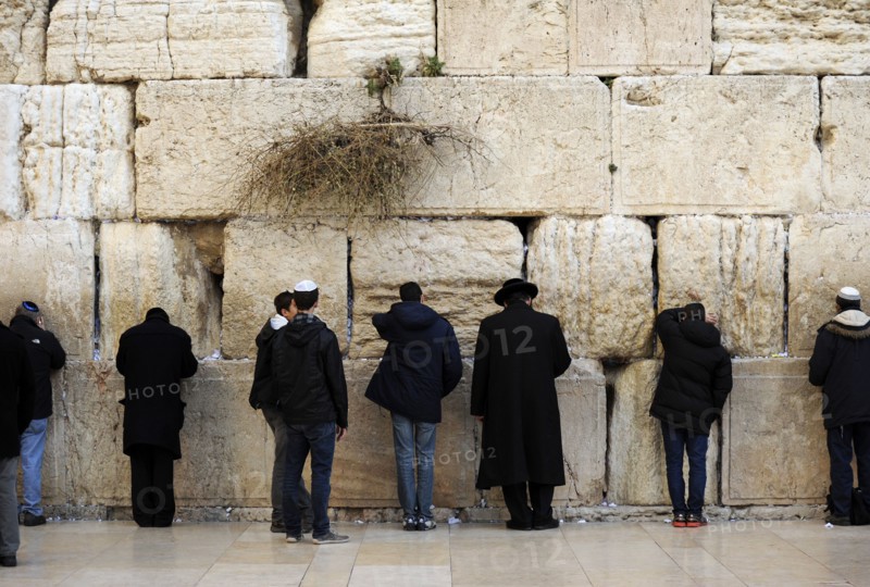 Jews praying at the Western Wall, Jerusalem, Israel, 2013. Creator: LTL.