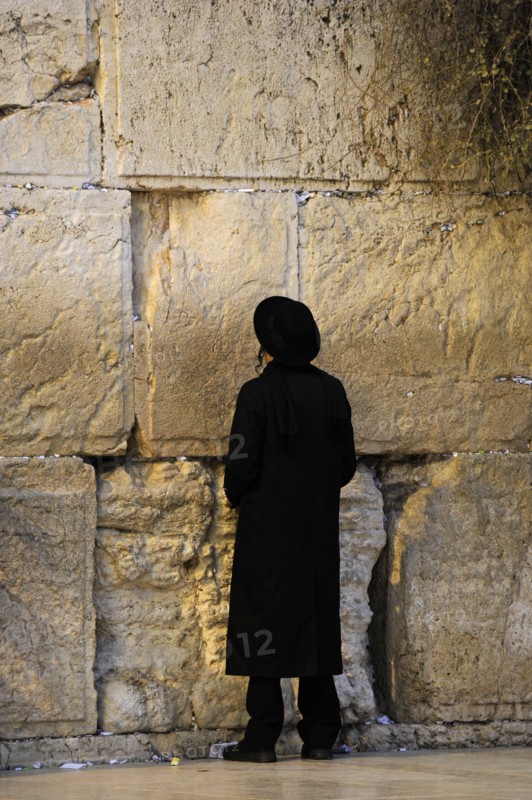 A Jew praying at the Western Wall, Jerusalem, Israel, 2013.  Creator: LTL.