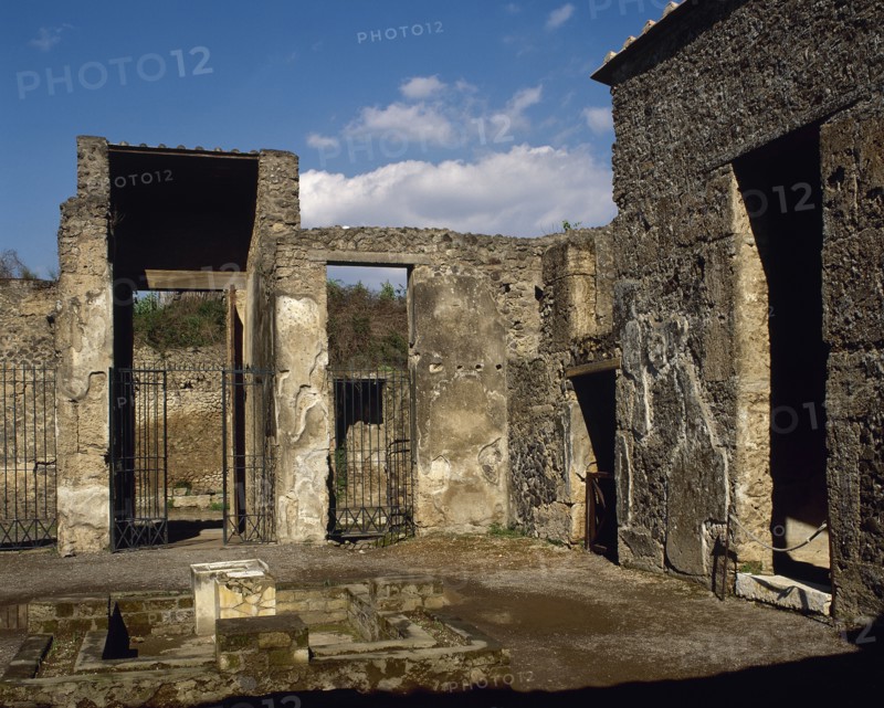 Atrium with impluvium, House of Octavius Quartio or House of Loreius Tiburtinus, Pompeii, 1st cent. Creator: LTL.