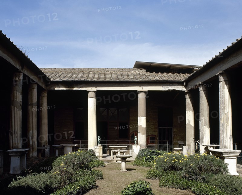Reconstruction of the peristyle, House of the Vettii, Pompeii, Italy, 2002. Creator: LTL.