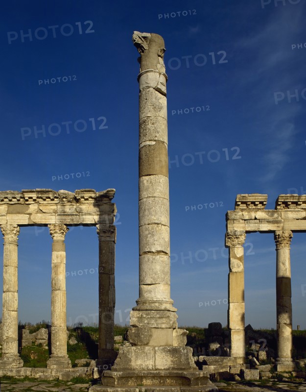 Monumental column and colonnade, Apamea, Syria, 2002. Creator: LTL.