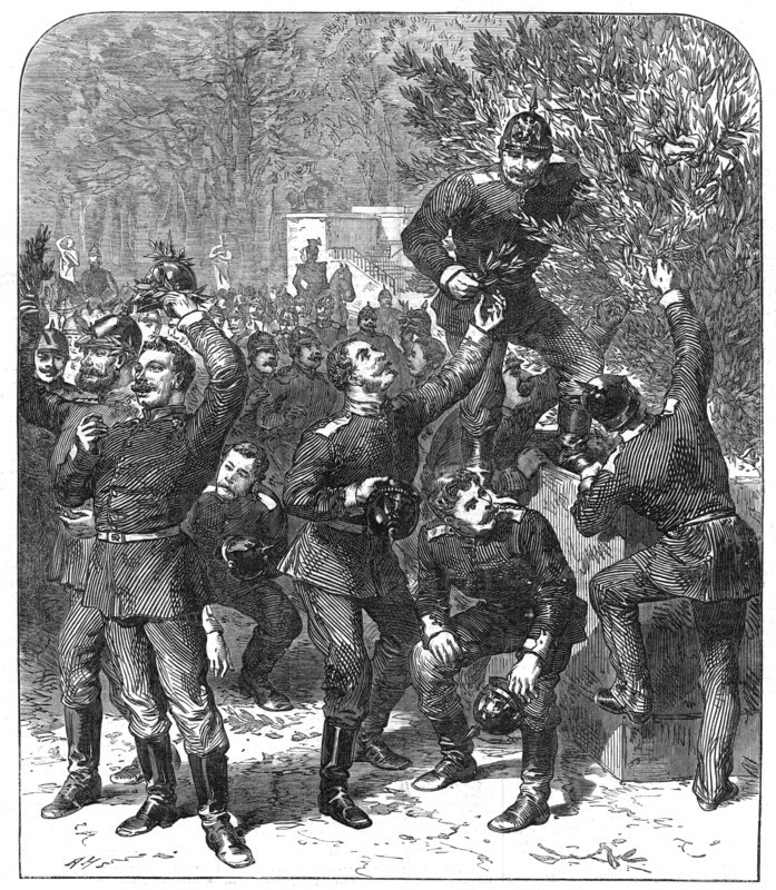 Self-crowned victors: a sketch in the Tuileries Gardens, Paris, 1871. Creator: Unknown.